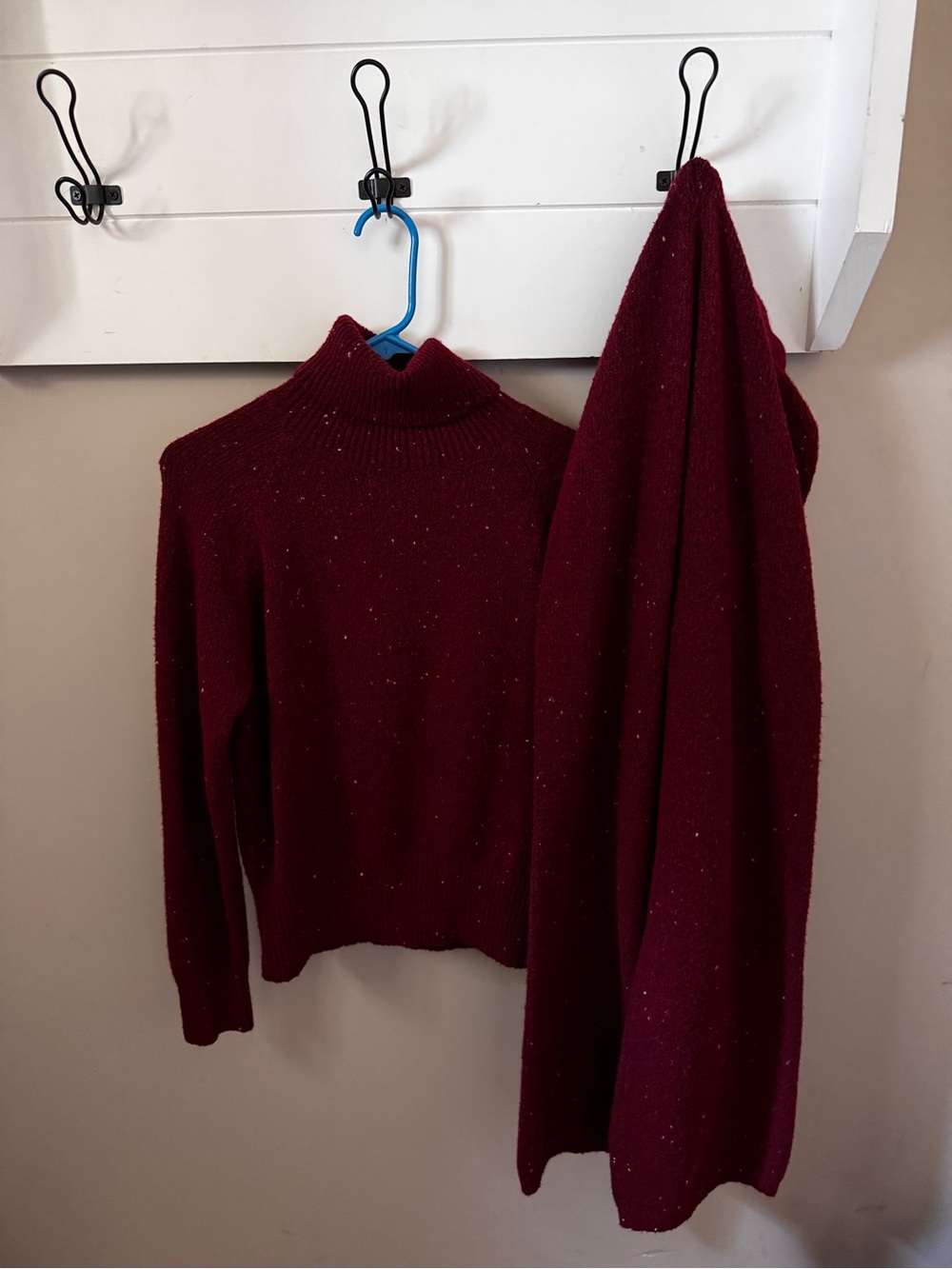 Women’s Burgundy Mock Neck Sweater set with wide legged pants